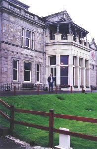 Michael in front of clubhouse